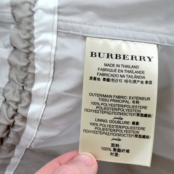 BURBERRY BRIT Checked Twill Jacket Hooded Drawstring Neutral Beige Women's 10 - Picture 12 of 13